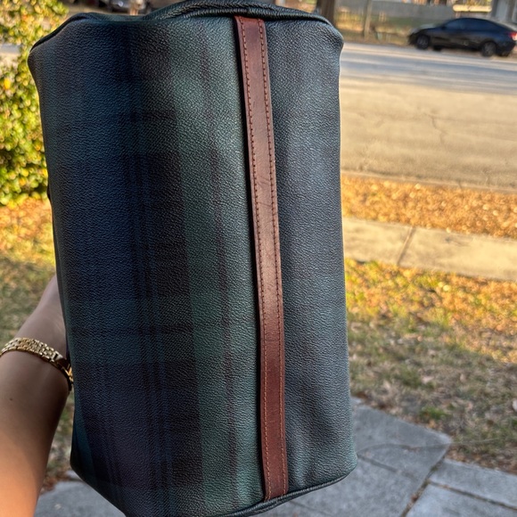 VINTAGE Ralph Lauren Green Plaid Speedy/Boston Medium Size Handbag - Picture 9 of 16